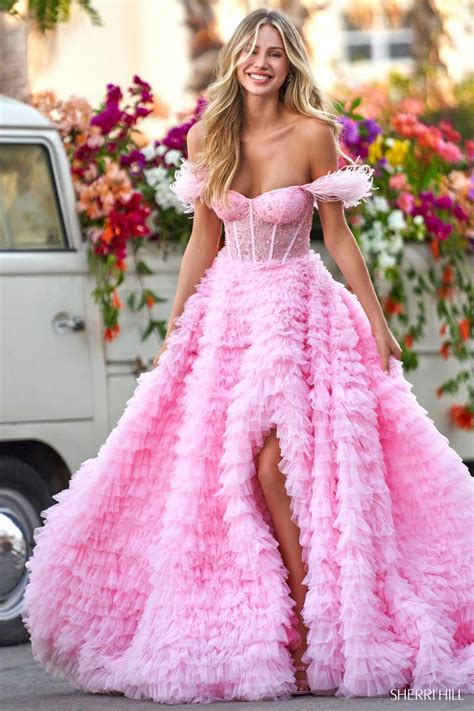 sherri hill white dress with red flowers